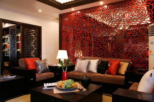 沙發(fā)背景墻布滿中式元素,傳統(tǒng)空間表達(dá)東方信仰